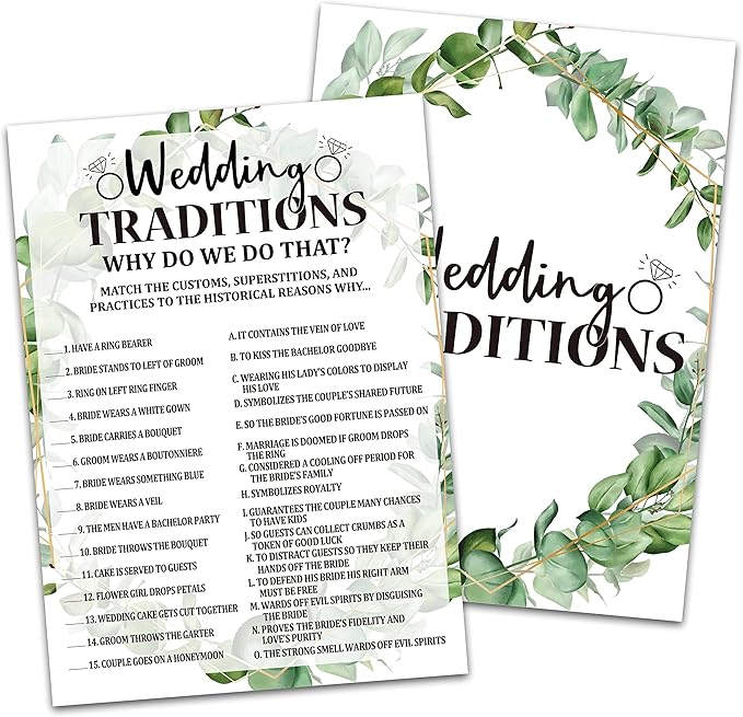 Bridal Shower Game Cards, Wedding Traditions Game, Tropical Jungle Theme by Huastatewolf