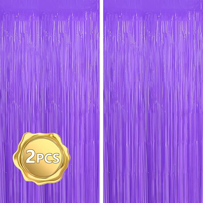 BEISHIDA 2Pcs Purple Door Streamer Fluorescent Purple Backdrop Blue Foil Fringe by Beishida