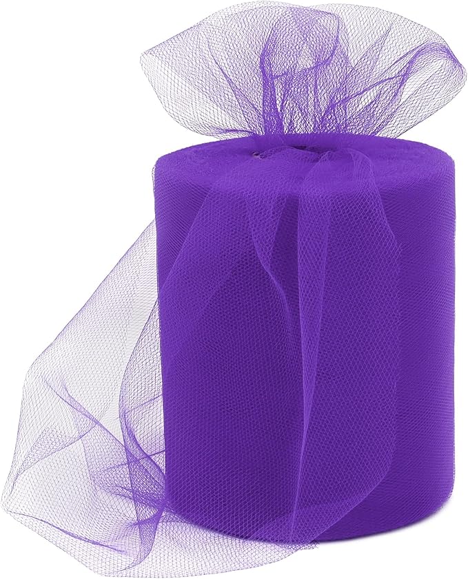 6 Inch × 100 Yards Tulle Mesh Ribbon Purple Tulle Fabric Ribbon Roll Netting by RilisiliDecoration