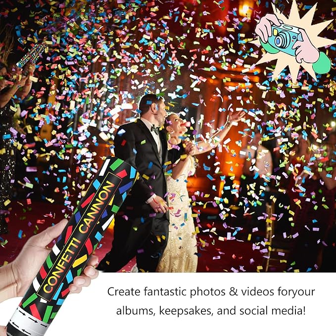 6 Pack Colorful Confetti Poppers, 12 Inch Biodegradable Confetti Cannon Party - Image 4