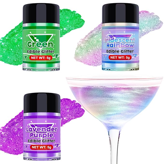 Edible Glitter - 3 Colors Luster Dust Edible, Food Grade Iridescent Glitter by WelcometotheERCorArt