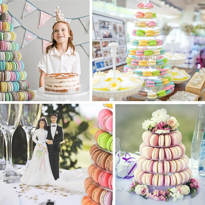 10 Tiers Macaroon Tower Stand, Round Macaron Tower Cake Display Rack Plastic - Image 7