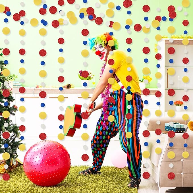 Outus 10 Pieces Colorful Dots Paper Garland Round Glitter Garland Hanging - Image 7