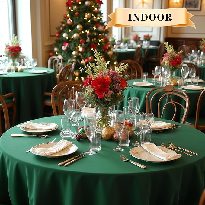 sancua 6 Pack Round Tablecloth 90 Inch Hunter Green, Stain and Wrinkle - Image 4