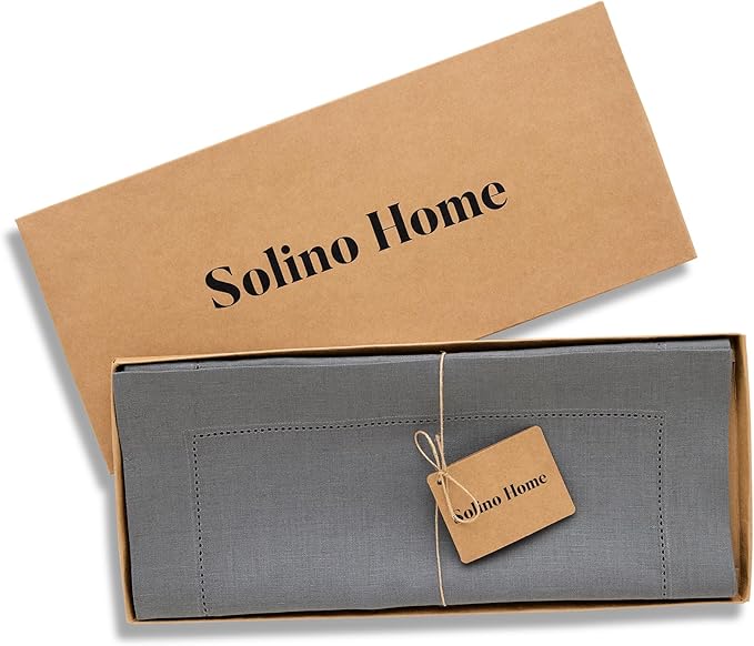 Solino Home Linen Steel Gray Hemstitch Table Runner 48 Inches - Image 6