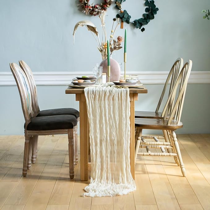 Ivory Cheesecloth Table Runner Set of 6 Runners 12 ft 142 in Long Each Cream - Image 6
