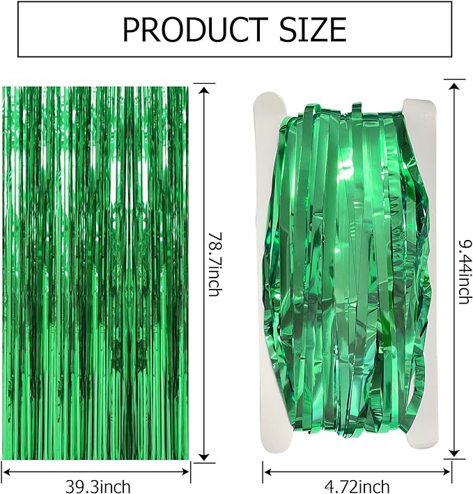3 Pack Green Backdrop Tinsel Curtain Party Streamers Jungle Party Decorations - Image 7