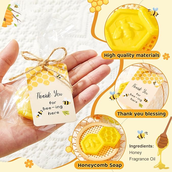 48 Set Baby Shower Favors Bee Party Favors Including Honeycomb Soap - Image 2