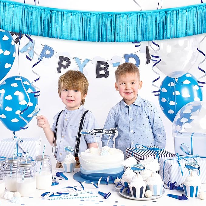 Light Blue Birthday Decorations Tinsel Garland Parade Float Decorations - Image 5