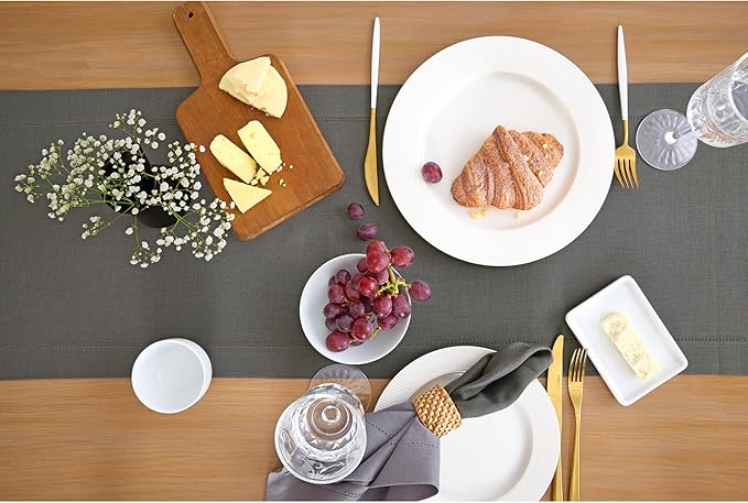 Solino Home Linen Steel Gray Table Runner 72 Inches Long - Image 3