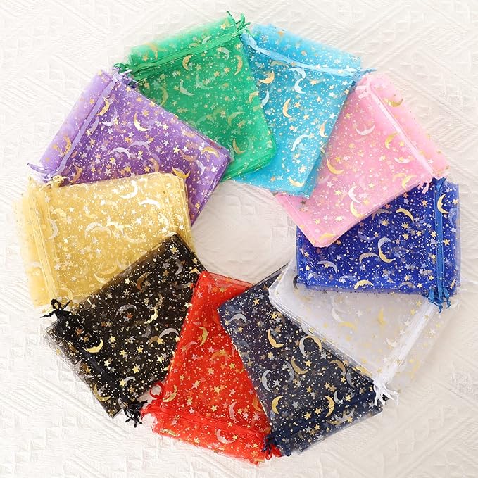100PCS Moon Star Organza Bags, 4x6" Wedding Favors Bags - Image 5