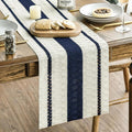 Artoid Mode Dark Blue Farmhouse Woven Rustic Table Runner, Seasonal Holiday by ArtoidMode
