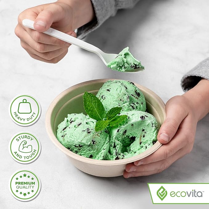 Ecovita 100% Compostable Paper Bowls – 150 Disposable Bowls Eco Friendly Sturdy - Image 4