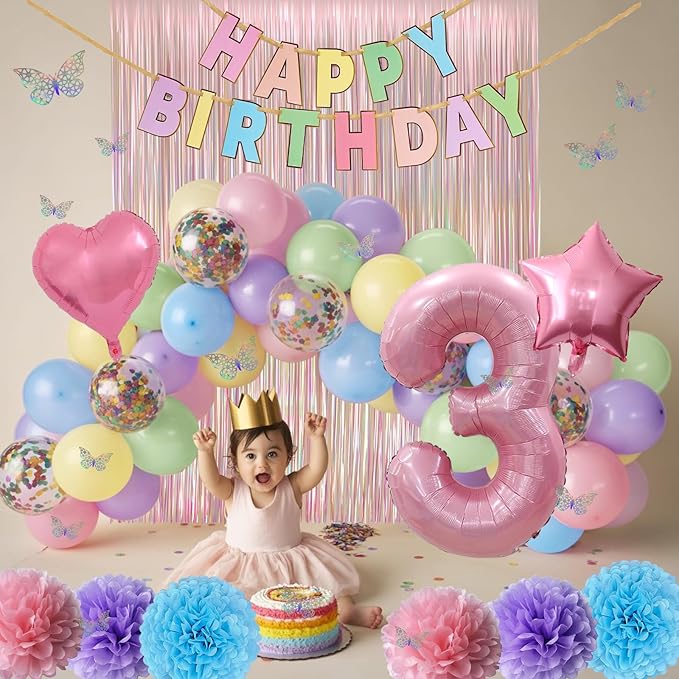 Pastel 3rd Birthday Party Decorations - Image 3