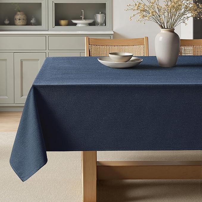 MIULEE Navy Blue Linen Tablecloth 60x104 Inch Rectangle Table Cloth Waterproof by MIULEE