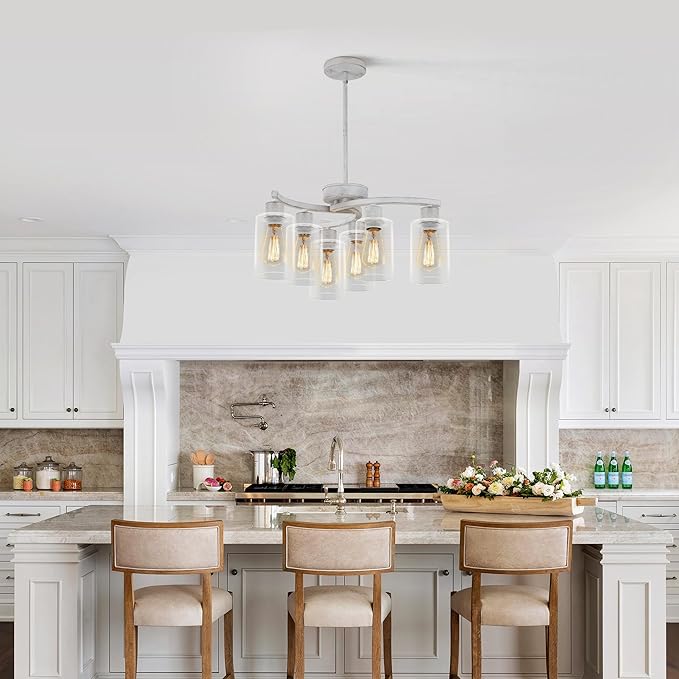 6-Light Antique White Chandelier - Image 3
