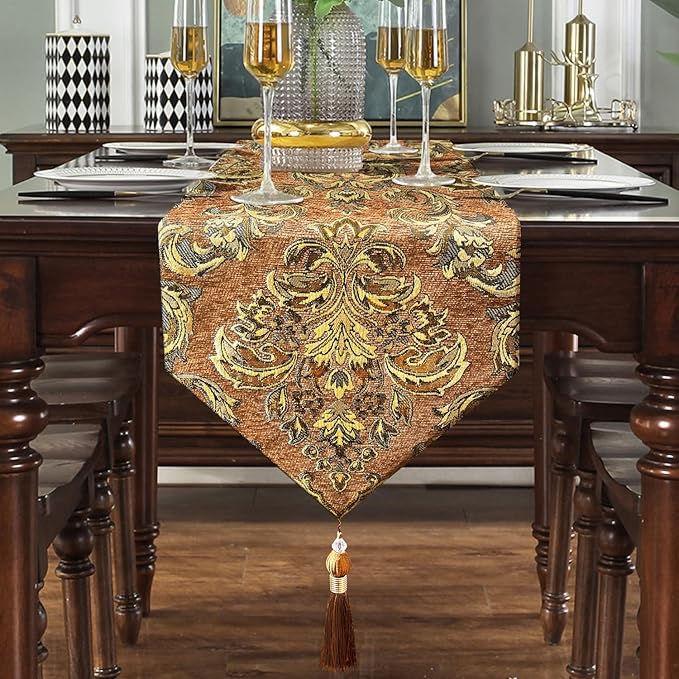 Gradient Sparkling Table Runner 120 inches Long Luxury Vintage Embroidered - Image 7