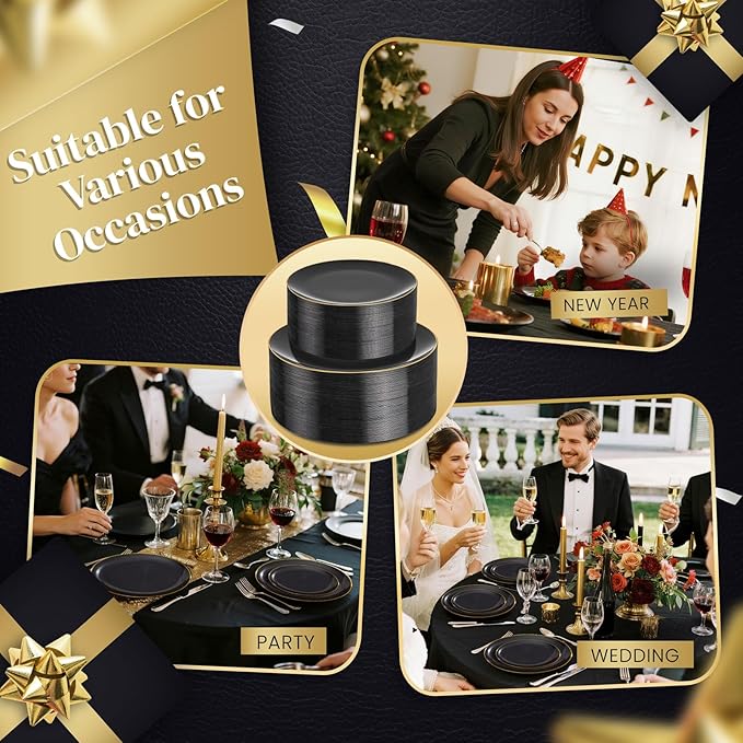 KIRE 200Pcs Black Plastic Plates - Image 6