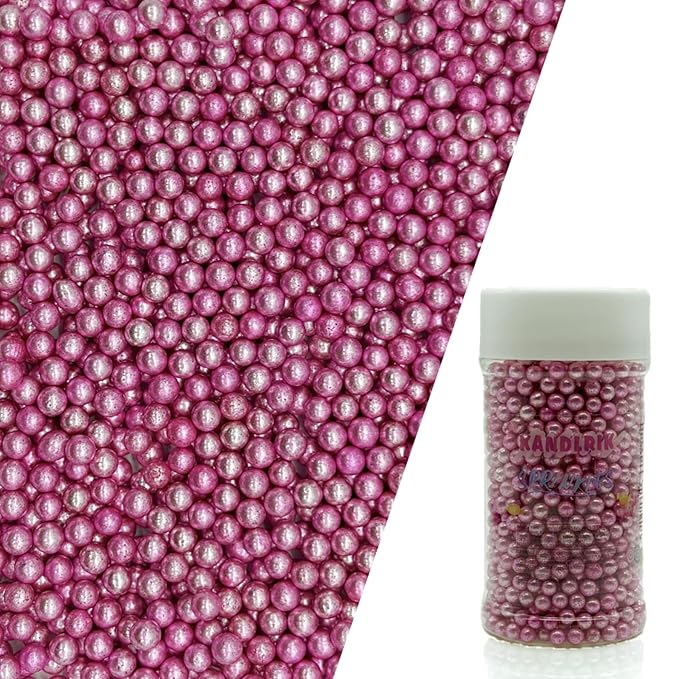 Edible Silver Pink Pearl Sugar Sprinkles Candy 4mm Mini Pearls Cake Decorations by KandlrikMagicSprinkles