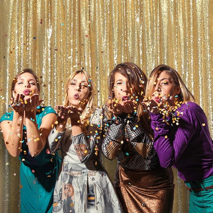 SquarePie Sequin Backdrop 6FT x 8FT Gold Background - Image 3