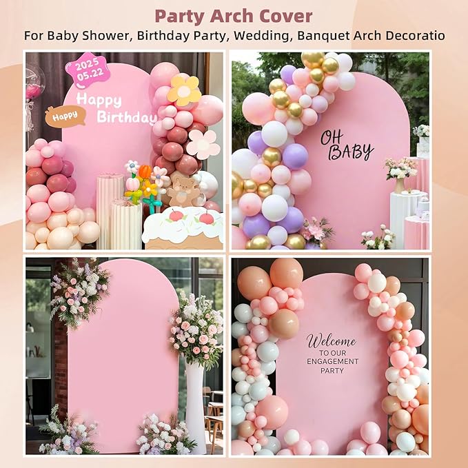 HEMMOTOP Pink Arch Backdrop Cover 7.2 ft, Spandex Arch Covers Stretchy Backdrop - Image 6