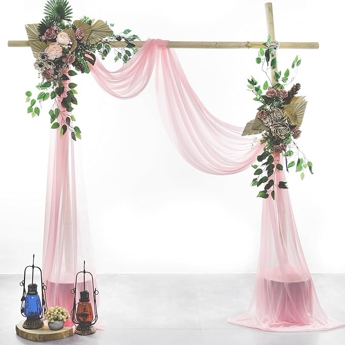 VDS Pack of 3 Panel Wedding Arch Draping Fabric Sheer Chiffon Fabric Drapery - Image 2