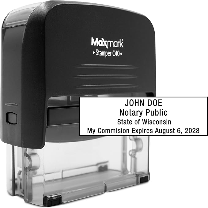 Notary Stamp for State of Wisconsin- Self Inking Stamp, Customize Online by Maxmark