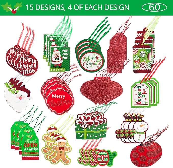 Christmas Gift Tags 60 Count - Image 2