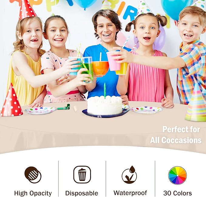 Party Solids 12-Pack Premium Plastic 84-Inch Round Tablecloth - Image 5