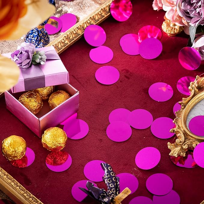 Hot Pink Table Confetti Party Decorations Metallic Circle Dot Confetti - Image 4