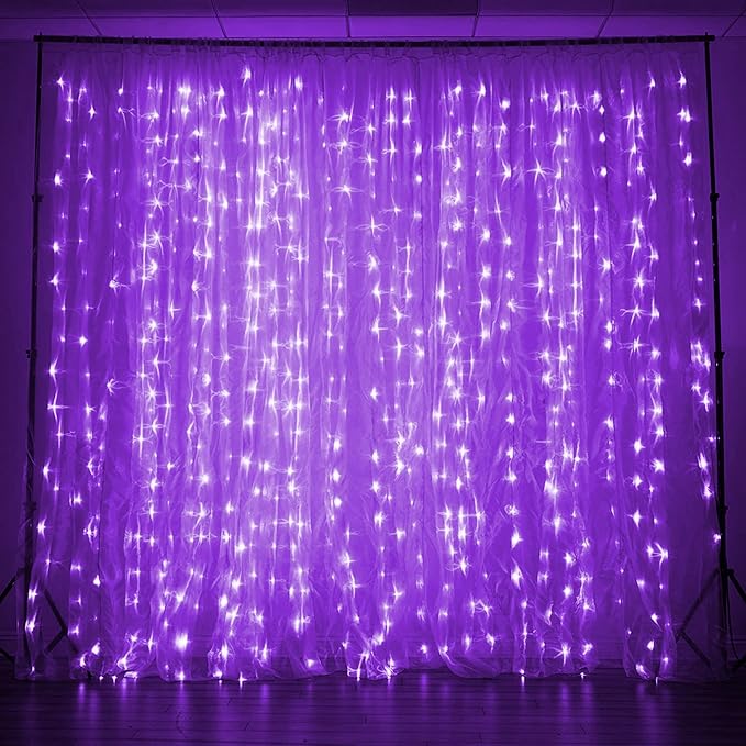Dazzle Bright Curtain String Lights, 300 LED 9.8ft x 9.8ft 8 Lighting Modes - Image 7