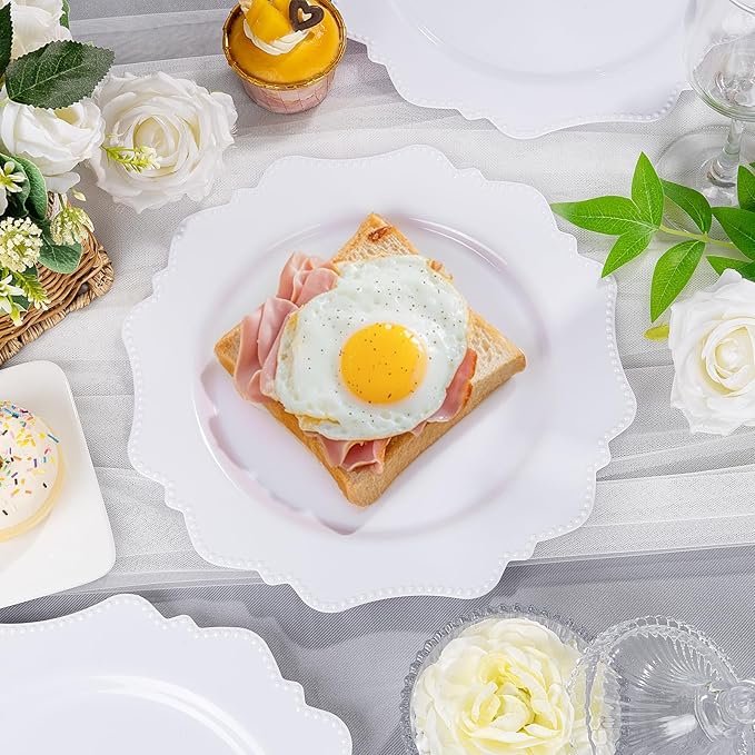 COLOSUS 100pcs 7.5 Inch White Plastic Dessert Plates, Heavy Duty Disposable - Image 6