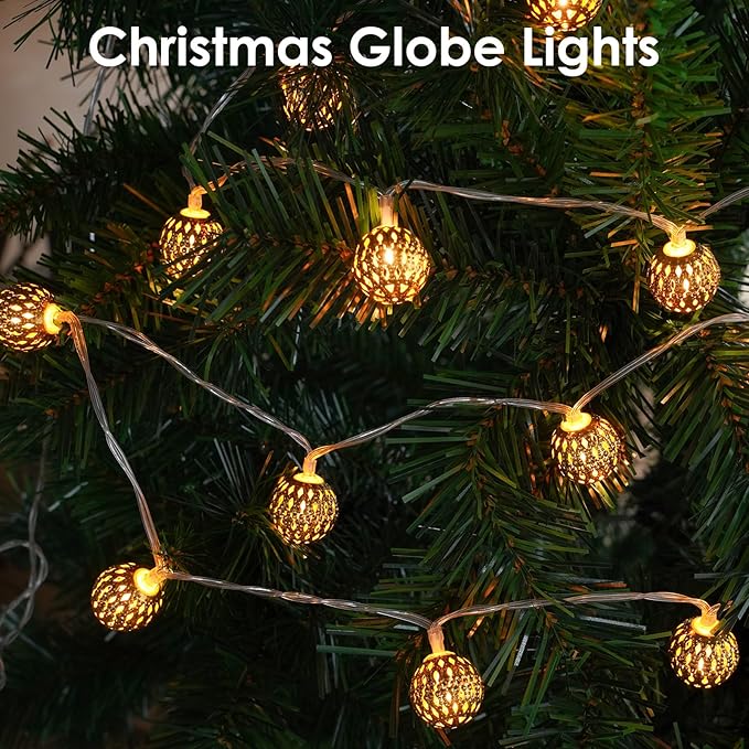 LORRYTE Moroccan String Lights Outdoor Battery Operated, 60 LED 36 FT Globe - Image 5