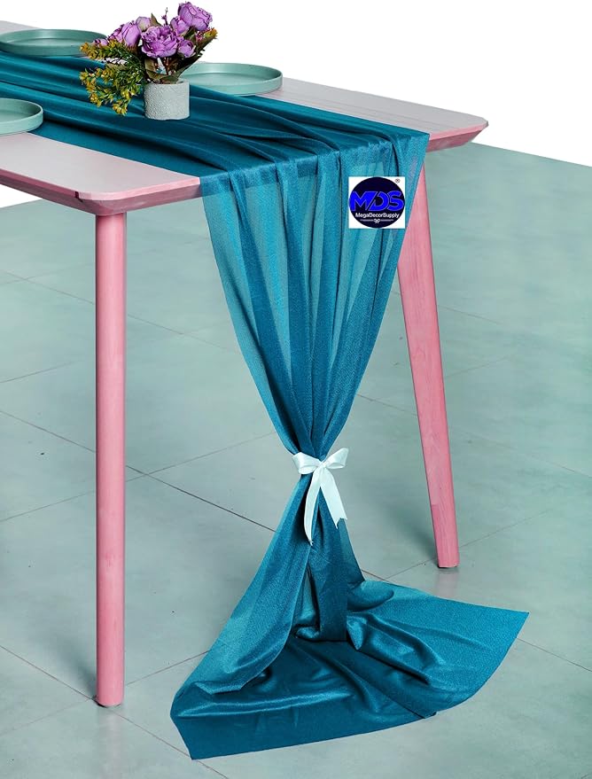 MDS 5 Pack 10ft Chiffon Table Runner 29 x 120 Inches Sheer Wedding Runner - Image 3