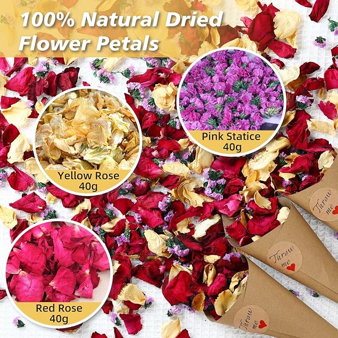 20+ Cups Real Dried Flower Petals, Biodegradable Wedding Flower Confetti - Image 2