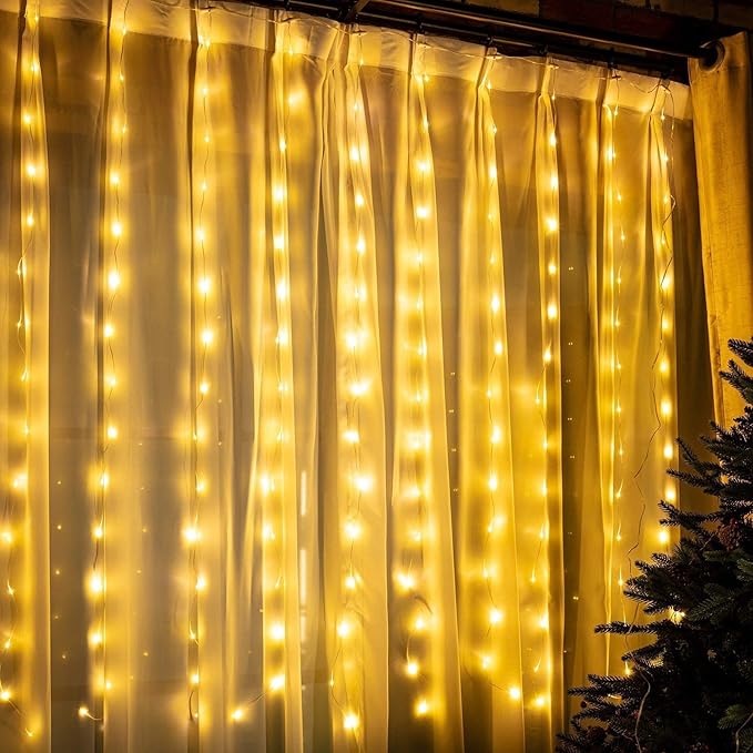 Curtain Window String Lights 6.5 x 5 Feet LED Copper Tapestry Backdrop Twinkle - Image 6