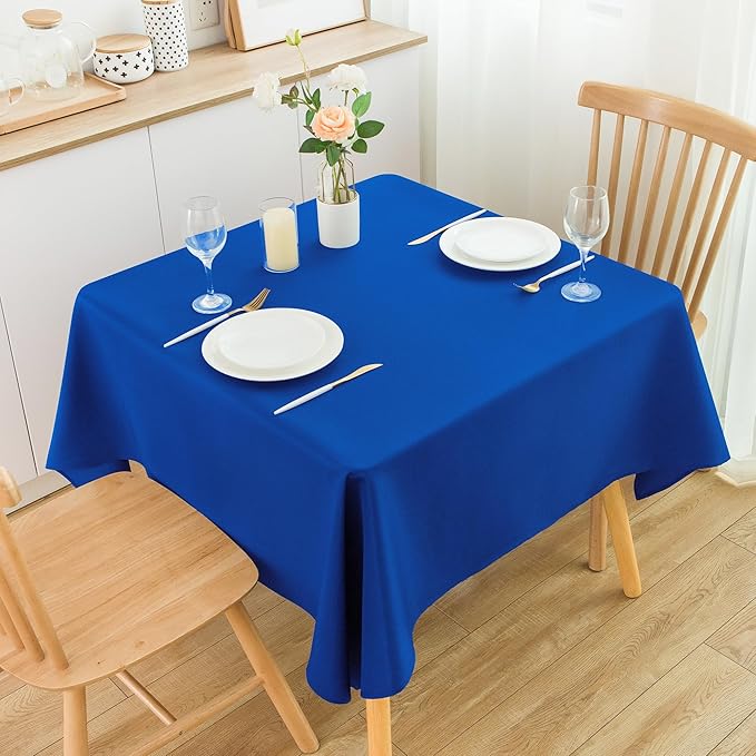 2 Pack Square Table Cloth 48X48 Inch Royal Blue Tablecloth Washable Polyester - Image 2