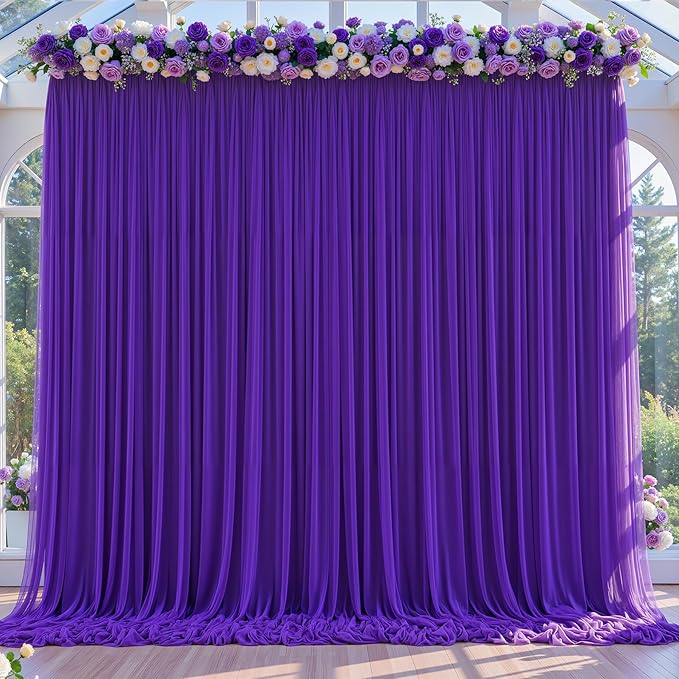 Purple Tulle Backdrop Curtain for Parties Wedding, 5ft x 10ft Wrinkle Free - Image 7