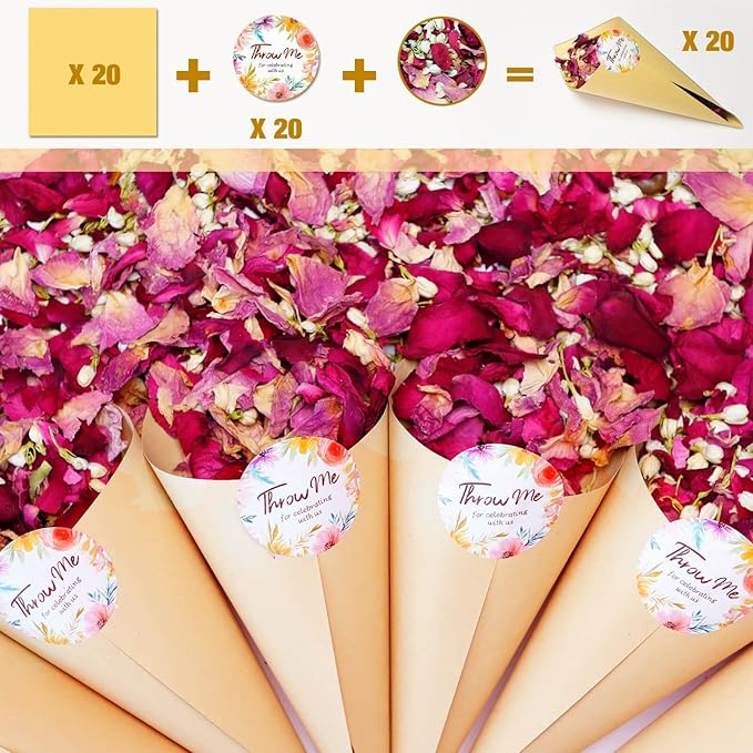 20+ Cups Mix Real Rose Petals Biodegradable Wedding Confetti, 2 QT of Pink Red - Image 4