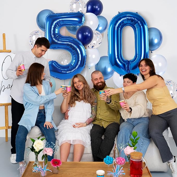 50th Birthday Balloon for Boys, Foil 40 Inch Self Inflating Balloon Number 50 - Image 3
