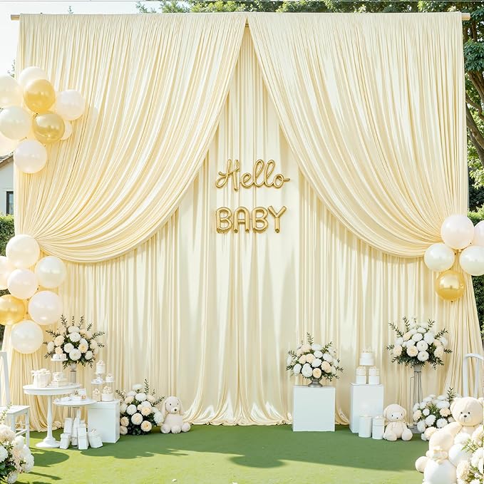 10x10 ft Champagne Glitter Backdrop Curtain - Image 5