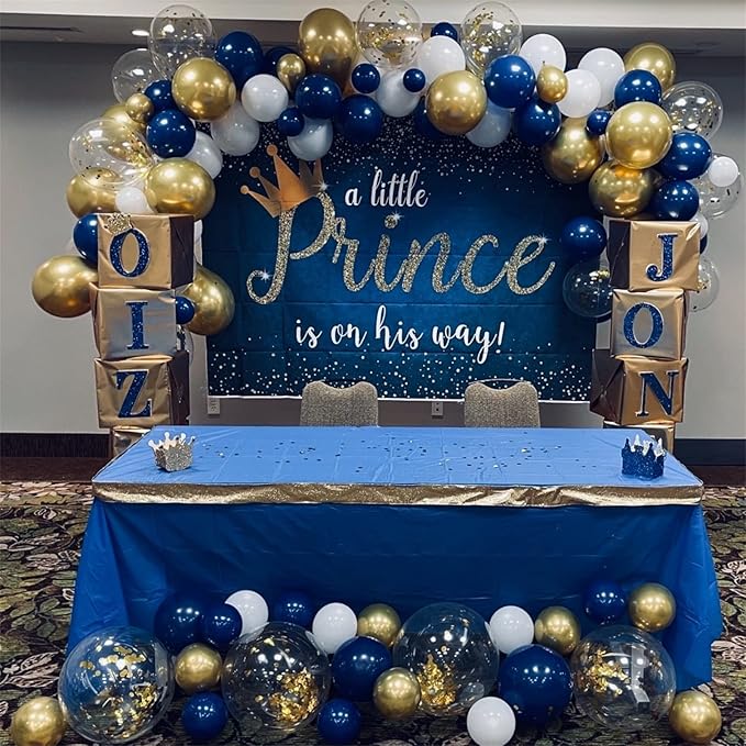 Balloons Navy Blue and Gold, 12 Inch Navy Blue Metallic Chrome Gold and - Image 5