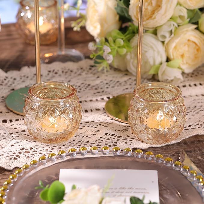 DARJEN 12Pcs Gold Glass Candle Holders - Image 3