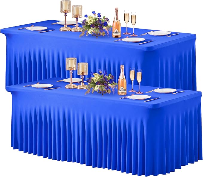 Wish Care 2 Pack Royal Blue Spandex Table Clothes by WishCare