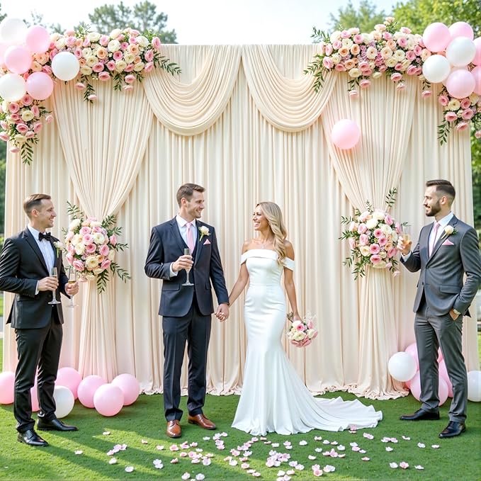 20ft x 12ft Champagne Backdrop Curtains Wrinkle Free Backdrop Curtain - Image 2