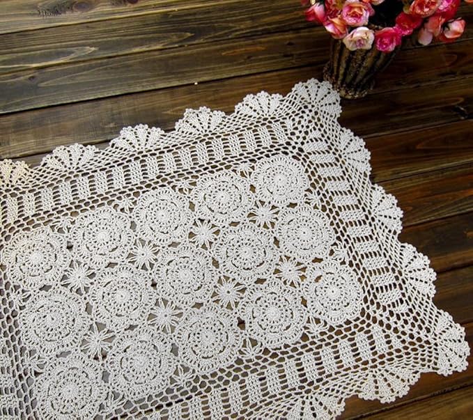 Cotton Handmade Crochet lace Table Runners Rectangular Tablecloth Doilies Doily - Image 6