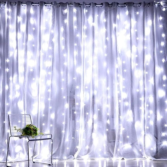 Dazzle Bright Curtain String Lights, 300 LED 9.8ft x 9.8ft 8 Lighting Modes - Image 6
