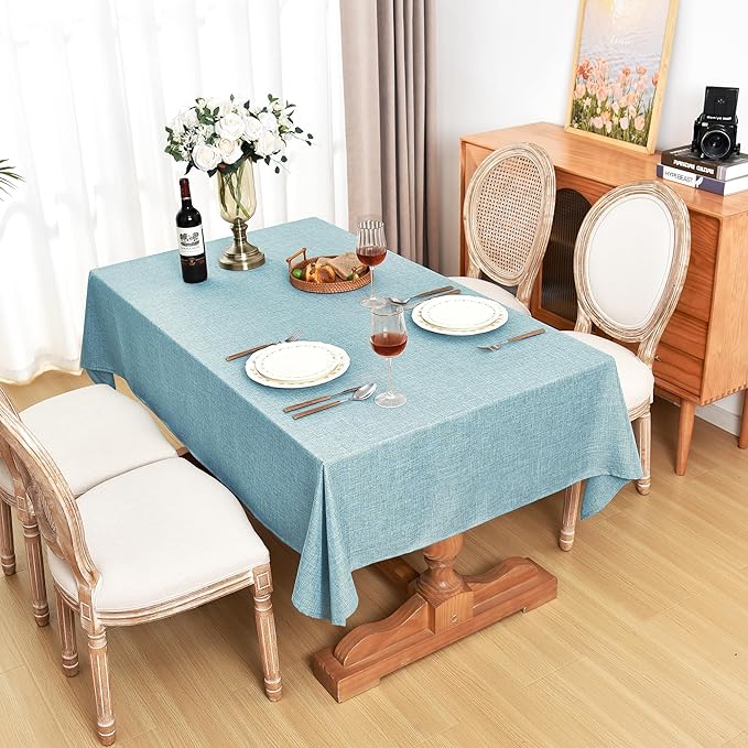 Fitable Textured Linen Tablecloths 2 Pack, Waterproof Fabric Rectangle Table - Image 5