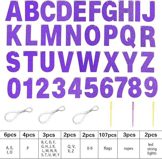 TaoBary 112 Pcs DIY Letter Custom Banner Glitter Customizable Banner Kit - Image 2