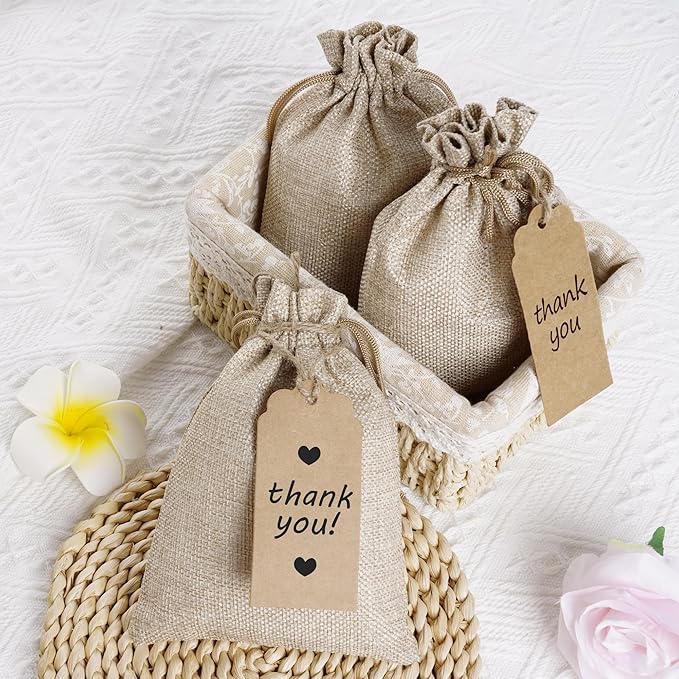 Yymobt 25PCS Burlap Bags with Drawstring, Reusable Burlap Favor Bag 5 x 7’’ - Image 4
